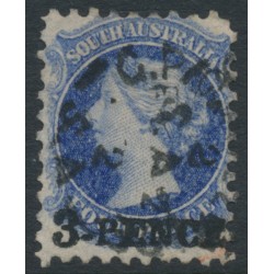 AUSTRALIA / SA - 1879 3d on 4d ultramarine QV, perf. 10:10, used – SG # 93
