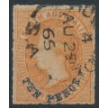 AUSTRALIA / SA - 1866 10d on 9d orange QV, large star watermark, rouletted, used – SG # 35