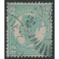 AUSTRALIA / QLD - 1897 2/- turquoise-blue QV, Q crown watermark, used – SG # 254