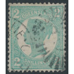 AUSTRALIA / QLD - 1897 2/- turquoise-blue QV, Q crown watermark, used – SG # 254