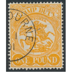 AUSTRALIA / VIC - 1884 £1 orange on yellow Stamp Duty, perf. 12½, CTO – SG # 262a