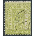AUSTRALIA / VIC - 1899 6/- pale yellow-green Stamp Duty, perf. 12½, CTO – SG # 348
