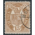 AUSTRALIA / VIC - 1897 15/- brown Stamp Duty, perf. 12½, CTO – SG # 350