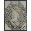 AUSTRALIA / TAS - 1860 6d dull slate-grey Chalon, imperf., '6' watermark, used – SG # 44
