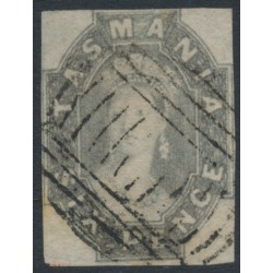 AUSTRALIA / TAS - 1860 6d dull slate-grey Chalon, imperf., '6' watermark, used – SG # 44