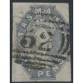 AUSTRALIA / TAS - 1860 6d grey Chalon, imperf., '6' watermark, used – SG # 45