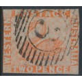 AUSTRALIA / WA - 1860 2d orange-vermilion Swan, imperf., swan watermark, used – SG # 25