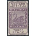 AUSTRALIA / WA - 1893 3d purple Internal Revenue, crown CA watermark, MH – SG # F13
