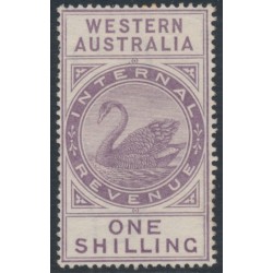 AUSTRALIA / WA - 1893 1/- purple Internal Revenue, crown CA watermark, MH – SG # F15 AUSTRALIA / WA - 1893 1/- purple Internal Revenue, crown CA watermark, MH – SG # F15