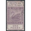 AUSTRALIA / WA - 1897 1d purple Internal Revenue, W crown A watermark, used – SG # F19