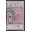 AUSTRALIA / WA - 1897 3d purple Internal Revenue, W crown A watermark, used – SG # F20