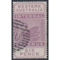 AUSTRALIA / WA - 1897 6d purple Internal Revenue, W crown A watermark, used – SG # F21