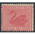 AUSTRALIA / WA - 1902 1d rose-red Swan, perf. 12½, V crown watermark, MH – SG # 117a