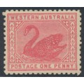 AUSTRALIA / WA - 1905 1d rose-pink Swan, perf. 12½, crown A watermark, MH – SG # 139