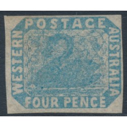 AUSTRALIA / WA - 1854 4d pale blue Swan, imperf., swan watermark, MNG – SG # 3