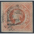 AUSTRALIA / NSW - 1854 1/- rosy vermilion Diadem, imperf., ‘12’ watermark, used – SG # 99 AUSTRALIA / NSW - 1854 1/- rosy vermilion Diadem, imperf., ‘12’ watermark, used – SG # 99