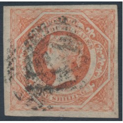 AUSTRALIA / NSW - 1854 1/- rosy vermilion Diadem, imperf., ‘12’ watermark, used – SG # 99