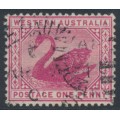 AUSTRALIA / WA - 1898 1d carmine Swan, inverted watermark, used – SG # 112w