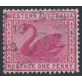 AUSTRALIA / WA - 1898 1d carmine Swan, inverted watermark, used – SG # 112w