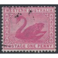 AUSTRALIA / WA - 1898 1d carmine Swan, inverted watermark, used – SG # 112w