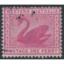 AUSTRALIA / WA - 1898 1d carmine Swan, inverted watermark, used – SG # 112w