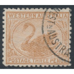 AUSTRALIA / WA - 1906 3d brown Swan, perf. 12½, reversed watermark, used – ACSC # W29Daa