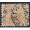 AUSTRALIA / WA - 1906 3d brown Swan, perf. 12½, reversed & inverted watermark, used – ACSC # W29Daa