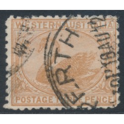 AUSTRALIA / WA - 1906 3d brown Swan, perf. 12½, reversed & inverted watermark, used – ACSC # W29Daa