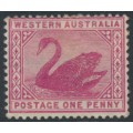 AUSTRALIA / WA - 1890 1d carmine Swan, crown CA watermark, MH – SG # 95 AUSTRALIA / WA - 1890 1d carmine Swan, crown CA watermark, MH – SG # 95