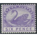 AUSTRALIA / WA - 1893 6d bright violet Swan, crown CA watermark, MH – SG # 100 AUSTRALIA / WA - 1893 6d bright violet Swan, crown CA watermark, MH – SG # 100