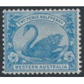AUSTRALIA / WA - 1901 2½d blue Swan, W crown A watermark, MH – SG # 114 AUSTRALIA / WA - 1901 2½d blue Swan, W crown A watermark, MH – SG # 114