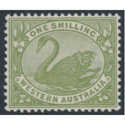 AUSTRALIA / WA - 1907 1/- olive-green Swan, W crown A watermark, MH – SG # 116