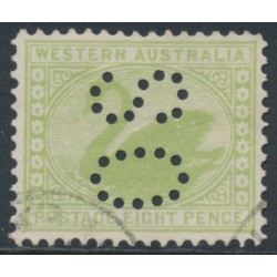 AUSTRALIA / WA - 1903 8d green Swan, V crown watermark, perf. OS, used – SG # 121 AUSTRALIA / WA - 1903 8d green Swan, V crown watermark, perf. OS, used – SG # 121