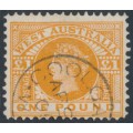 AUSTRALIA / WA - 1902 £1 orange-brown QV, perf. 12½, V crown watermark, used – SG # 128 AUSTRALIA / WA - 1902 £1 orange-brown QV, perf. 12½, V crown watermark, used – SG # 128