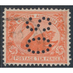 AUSTRALIA / WA - 1903 10d red Swan, V crown watermark, perf. OS, used – SG # 123