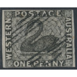 AUSTRALIA / WA - 1854 1d black Swan, imperf., swan watermark, used – SG # 1
