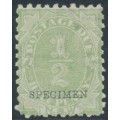 AUSTRALIA / NSW - 1892 ½d green Postage Due, o/p SPECIMEN, MH – SG # D1s AUSTRALIA / NSW - 1892 ½d green Postage Due, o/p SPECIMEN, MH – SG # D1s