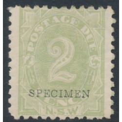 AUSTRALIA / NSW - 1892 2d green Postage Due, o/p SPECIMEN, MH – SG # D3s AUSTRALIA / NSW - 1892 2d green Postage Due, o/p SPECIMEN, MH – SG # D3s