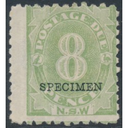 AUSTRALIA / NSW - 1892 8d green Postage Due, o/p SPECIMEN, MH – SG # D7s AUSTRALIA / NSW - 1892 8d green Postage Due, o/p SPECIMEN, MH – SG # D7s