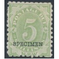 AUSTRALIA / NSW - 1892 5/- green Postage Due, o/p SPECIMEN, MH – SG # D8s AUSTRALIA / NSW - 1892 5/- green Postage Due, o/p SPECIMEN, MH – SG # D8s