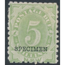 AUSTRALIA / NSW - 1892 5/- green Postage Due, o/p SPECIMEN, MH – SG # D8s AUSTRALIA / NSW - 1892 5/- green Postage Due, o/p SPECIMEN, MH – SG # D8s