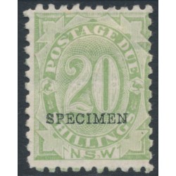 AUSTRALIA / NSW - 1892 20/- green Postage Due, o/p SPECIMEN, MH – SG # D10s AUSTRALIA / NSW - 1892 20/- green Postage Due, o/p SPECIMEN, MH – SG # D10s