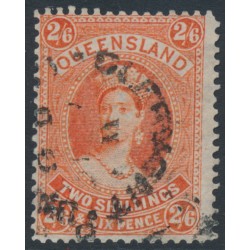 AUSTRALIA / QLD - 1886 2/6 vermilion Large Chalon, thin paper, used – SG # 153