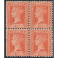 AUSTRALIA / VIC - 1899 1d red QV, block of 4, V crown watermark, MH – SG # 357