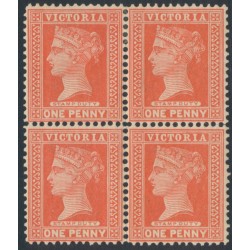 AUSTRALIA / VIC - 1899 1d red QV, block of 4, V crown watermark, MH – SG # 357