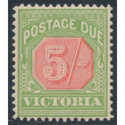 AUSTRALIA / VIC - 1895 5/- pale red/yellow-green Postage Due, MNH – SG # D20 AUSTRALIA / VIC - 1895 5/- pale red/yellow-green Postage Due, MNH – SG # D20