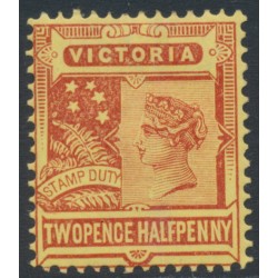 AUSTRALIA / VIC - 1892 2½d red on yellow QV, V crown watermark, MH – SG # 315