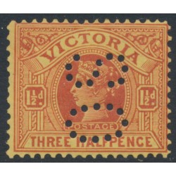 AUSTRALIA / VIC - 1901 1½d red on yellow QV, V crown watermark, perf. OS, MH – SG # 386