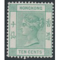 HONG KONG - 1884 10c green QV, crown CA watermark, MNG – SG # 37a