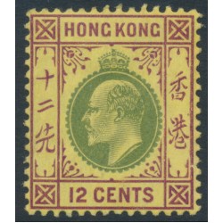 HONG KONG - 1906 12c green/purple on yellow KEVII, multi crown CA watermark, MH – SG # 82